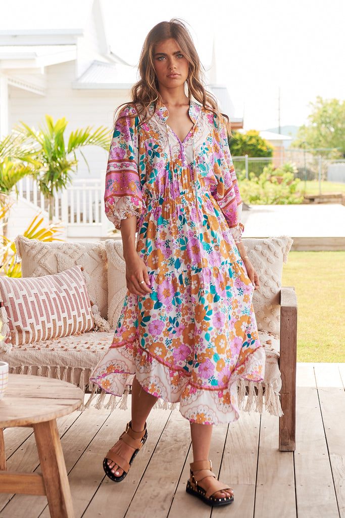 Lilia Print Jasmine Midi Dress - Lilac and Mila