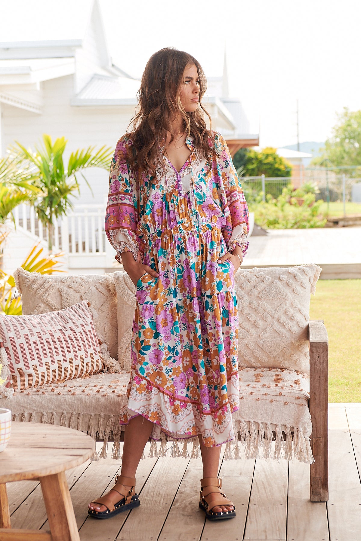 Lilia Print Jasmine Midi Dress – Lilac and Mila