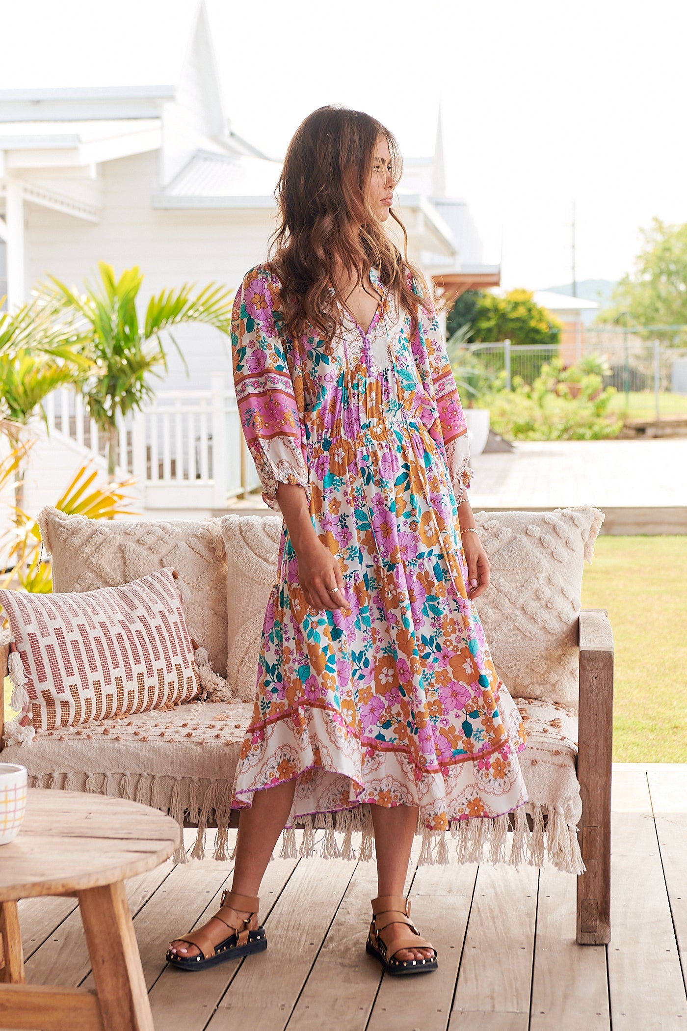 Lilia Print Jasmine Midi Dress – Lilac and Mila