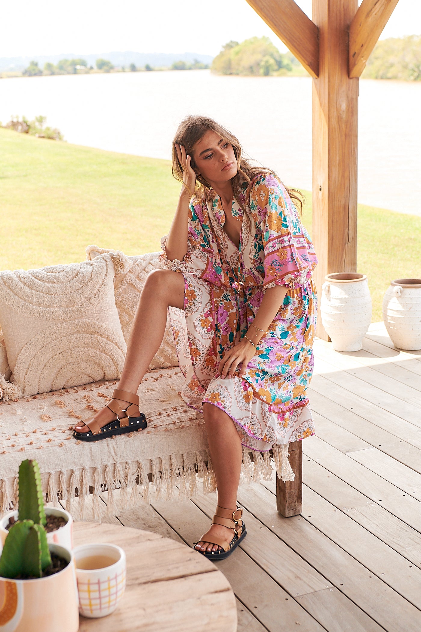 Lilia Print Jasmine Midi Dress – Lilac and Mila