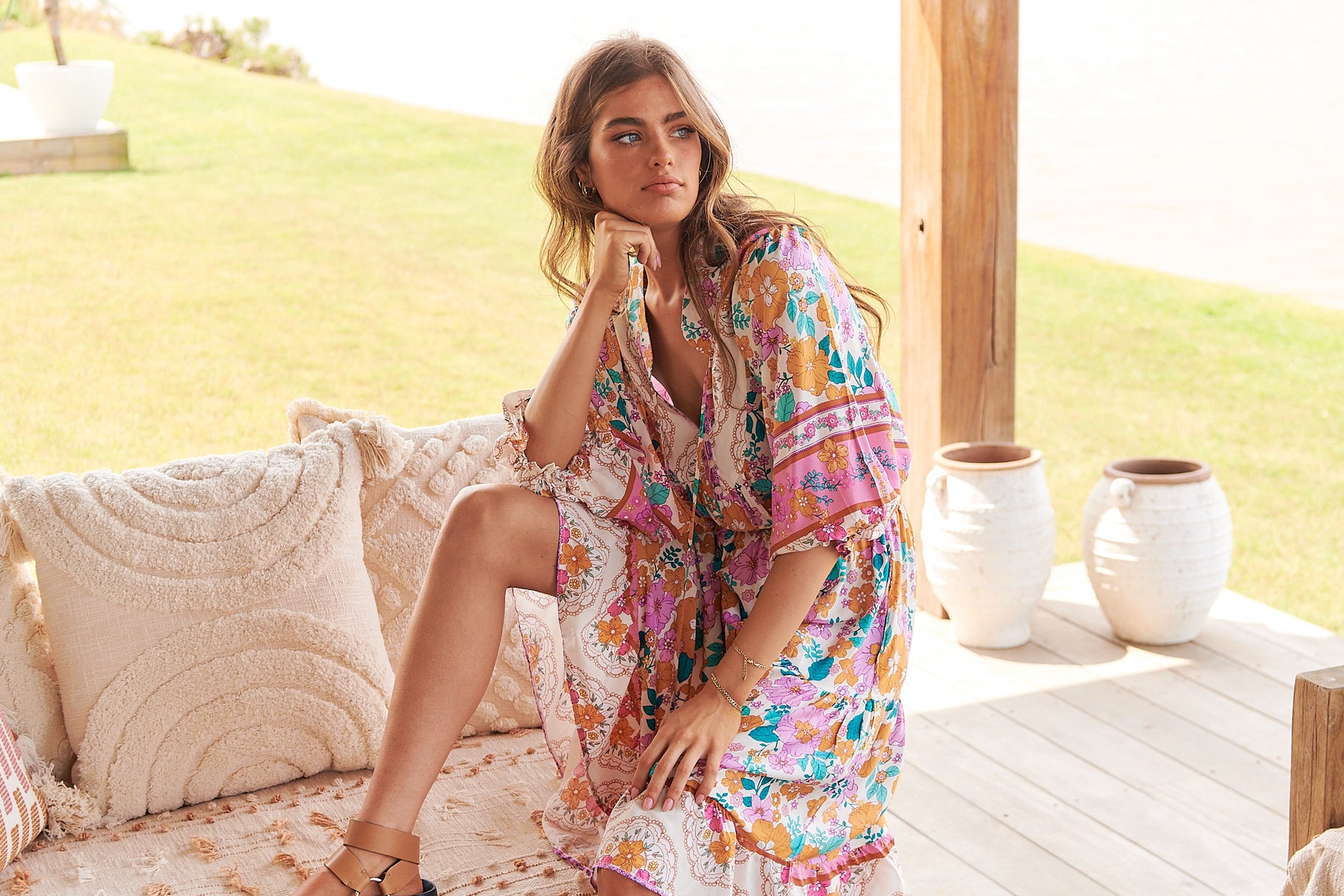 Lilia Print Jasmine Midi Dress – Lilac and Mila