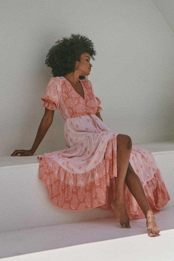 Berry Bliss Print Lorena Maxi Dress