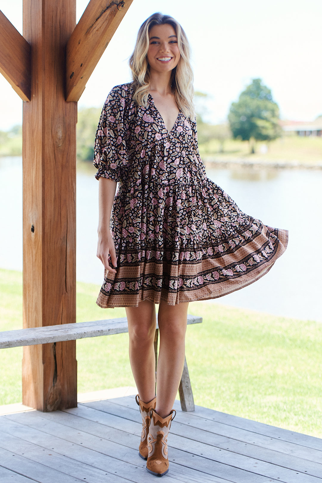 Sarah Print Petal Mini Dress