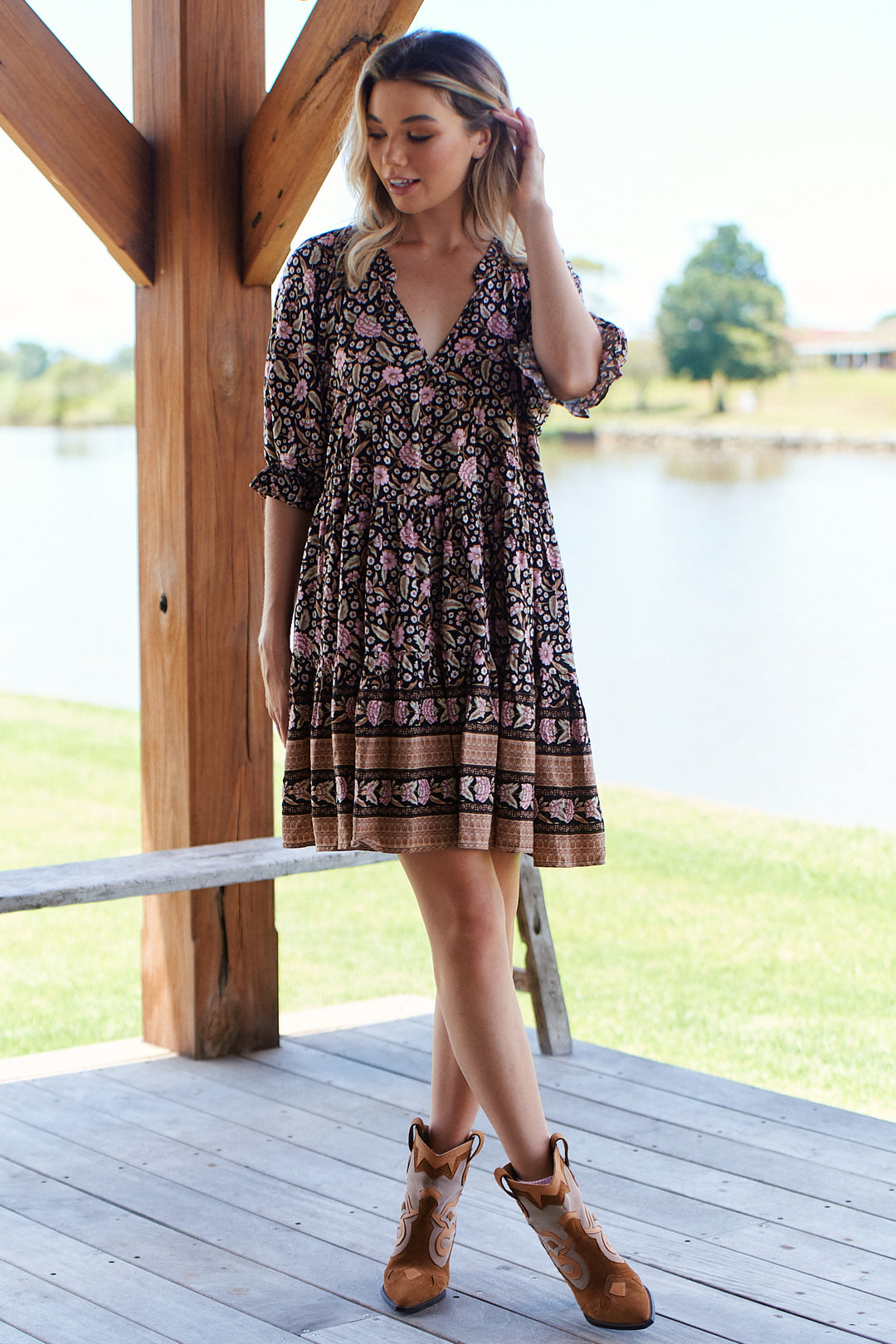 Sarah Print Petal Mini Dress