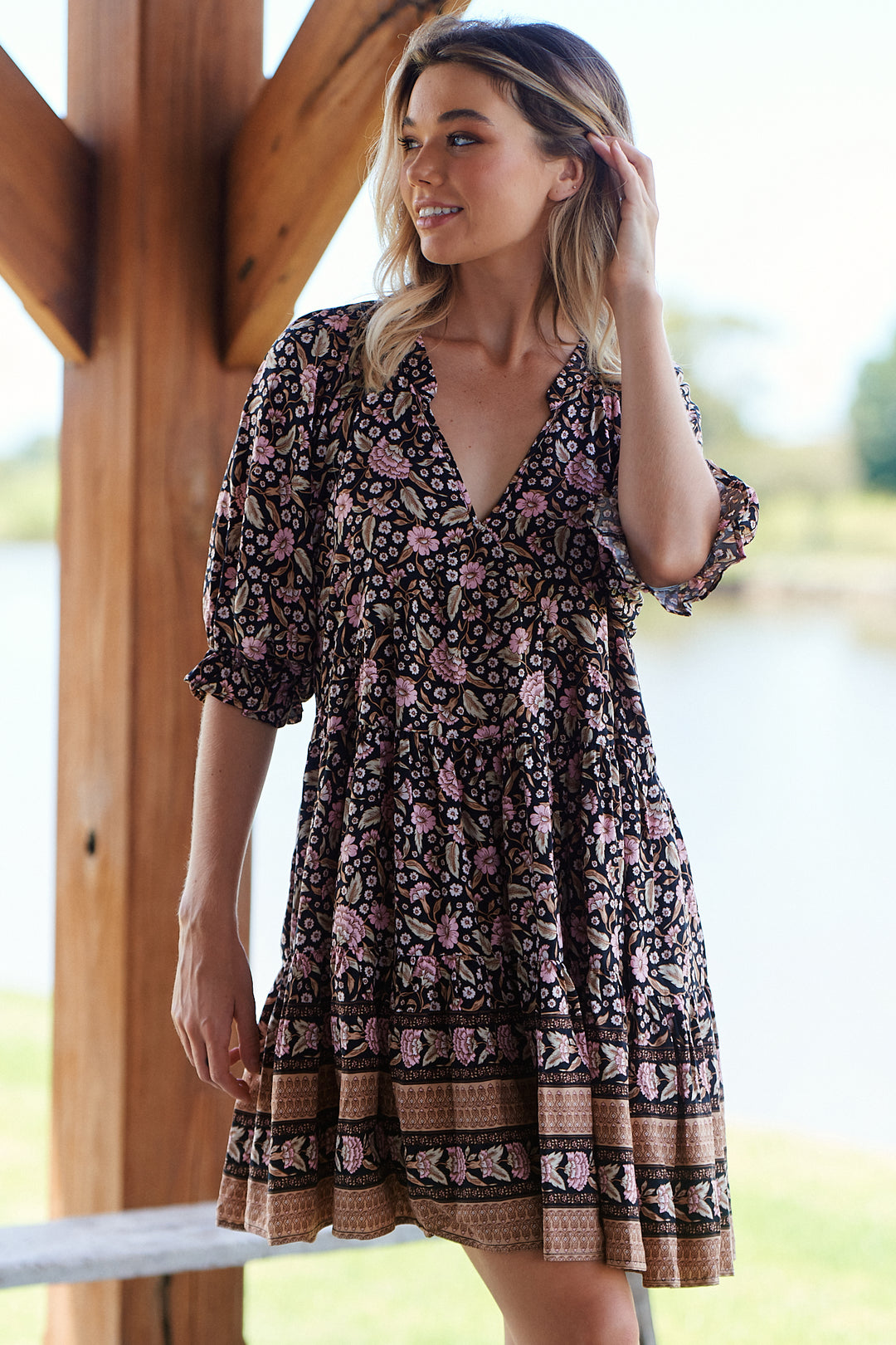 Sarah Print Petal Mini Dress