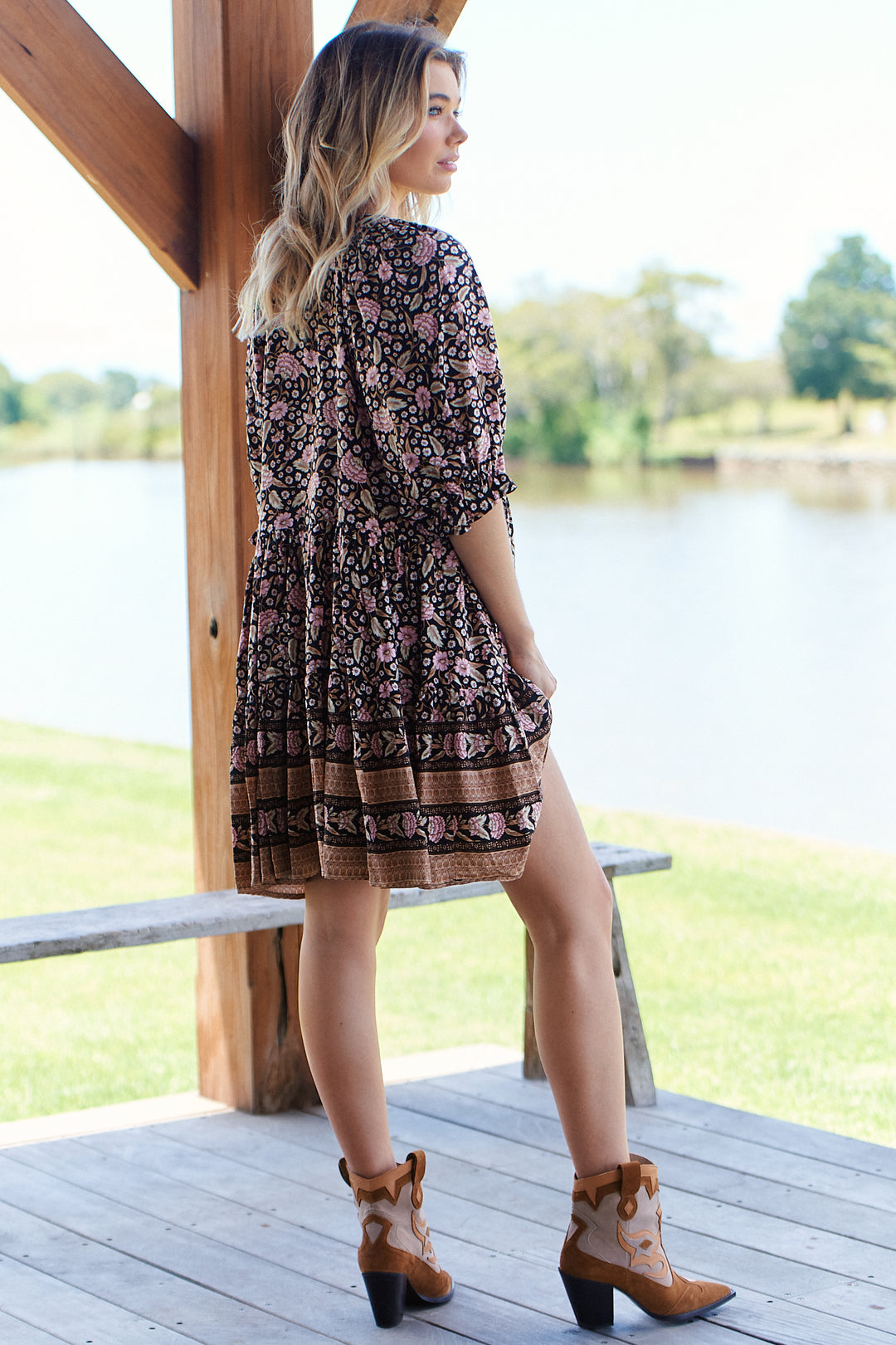 Sarah Print Petal Mini Dress