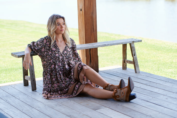 Sarah Print Petal Mini Dress