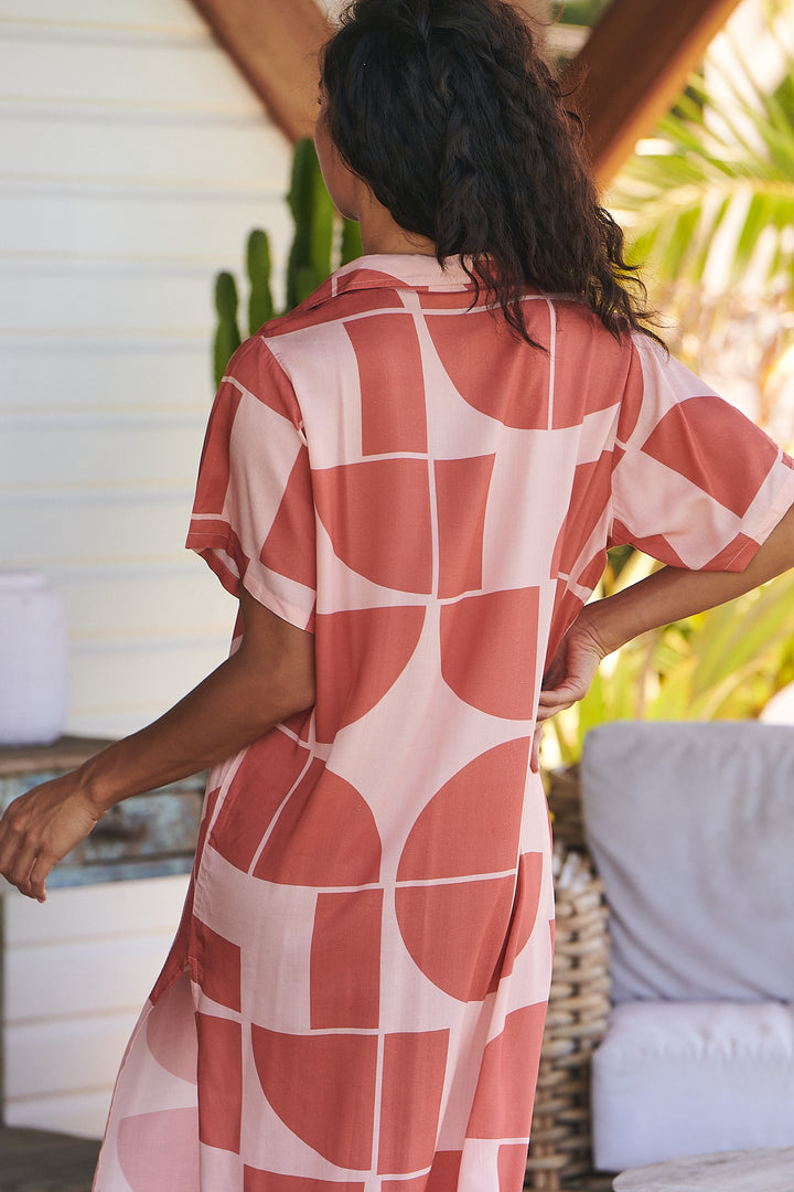 Cali Print Vicky Shirt Dress - Back angle