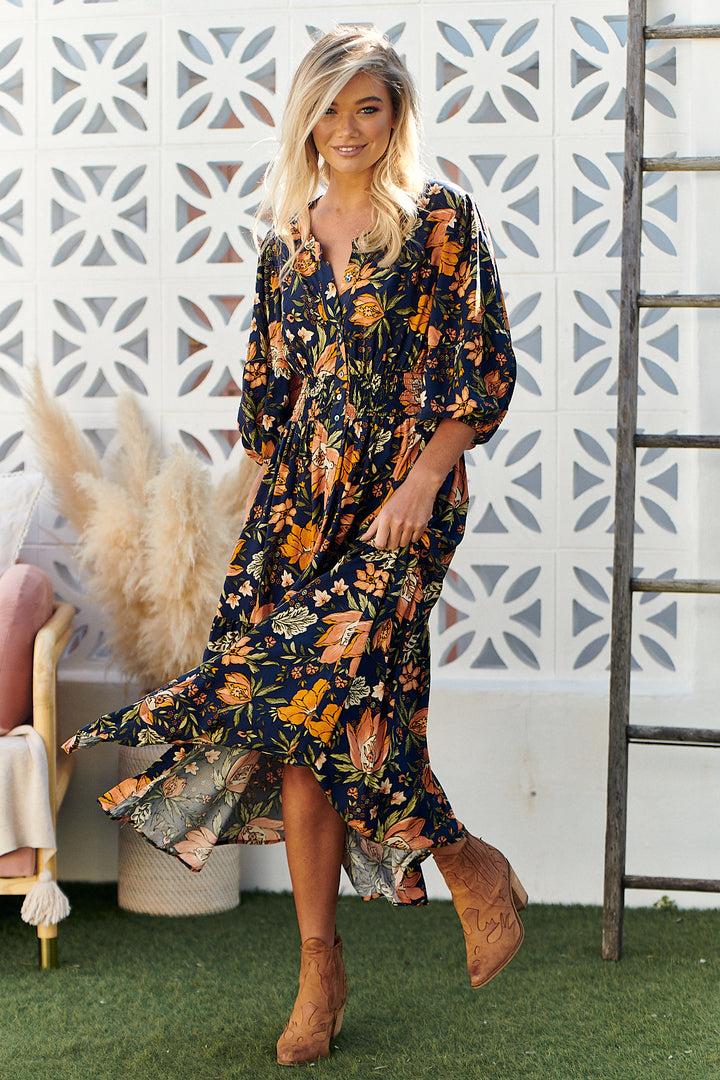 California Poppy Print Nevada Dress