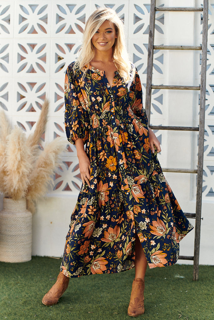 California Poppy Print Nevada Dress