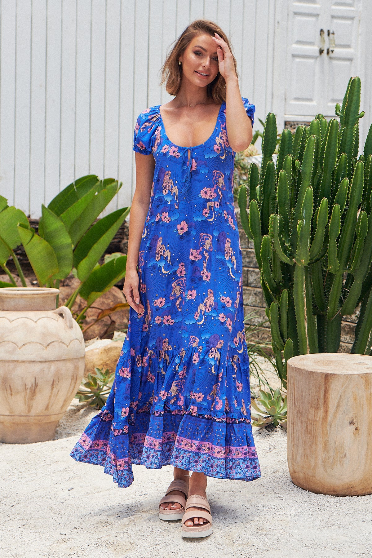 Soleil Print Saria Maxi Dress – Lilac and Mila