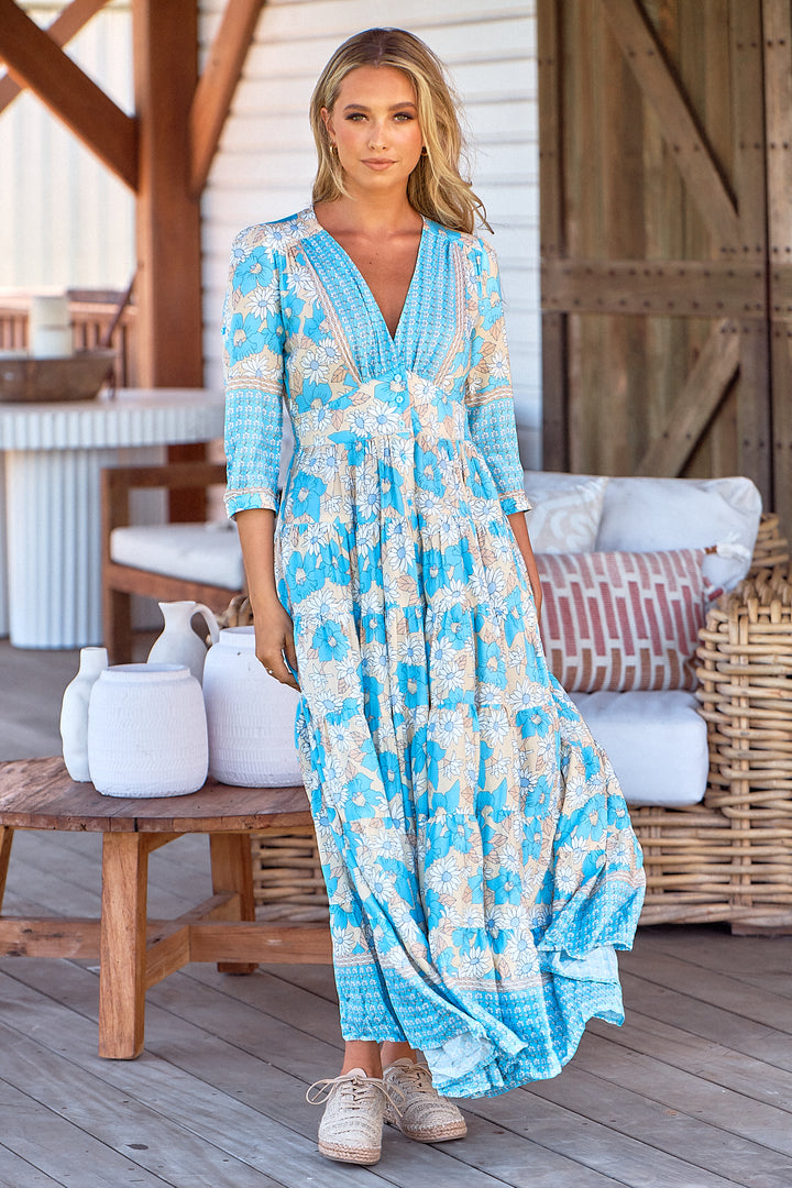 Swan River Daisy Print Berry Maxi Dress - Alternative angle