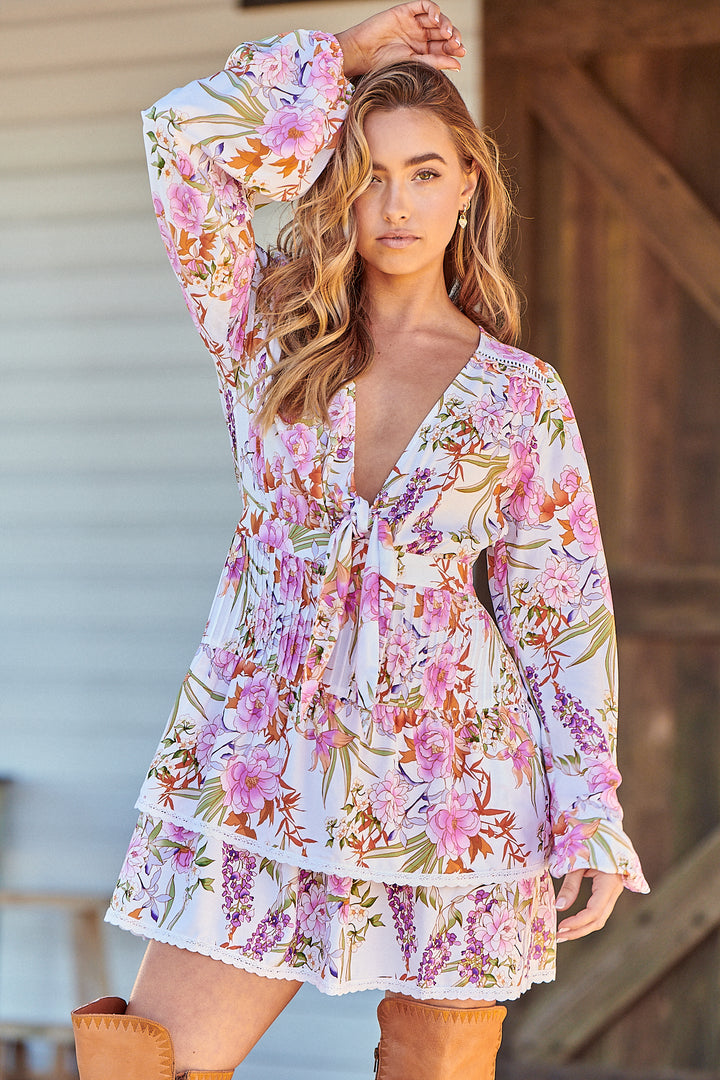 White Acadia Print North Mini Dress