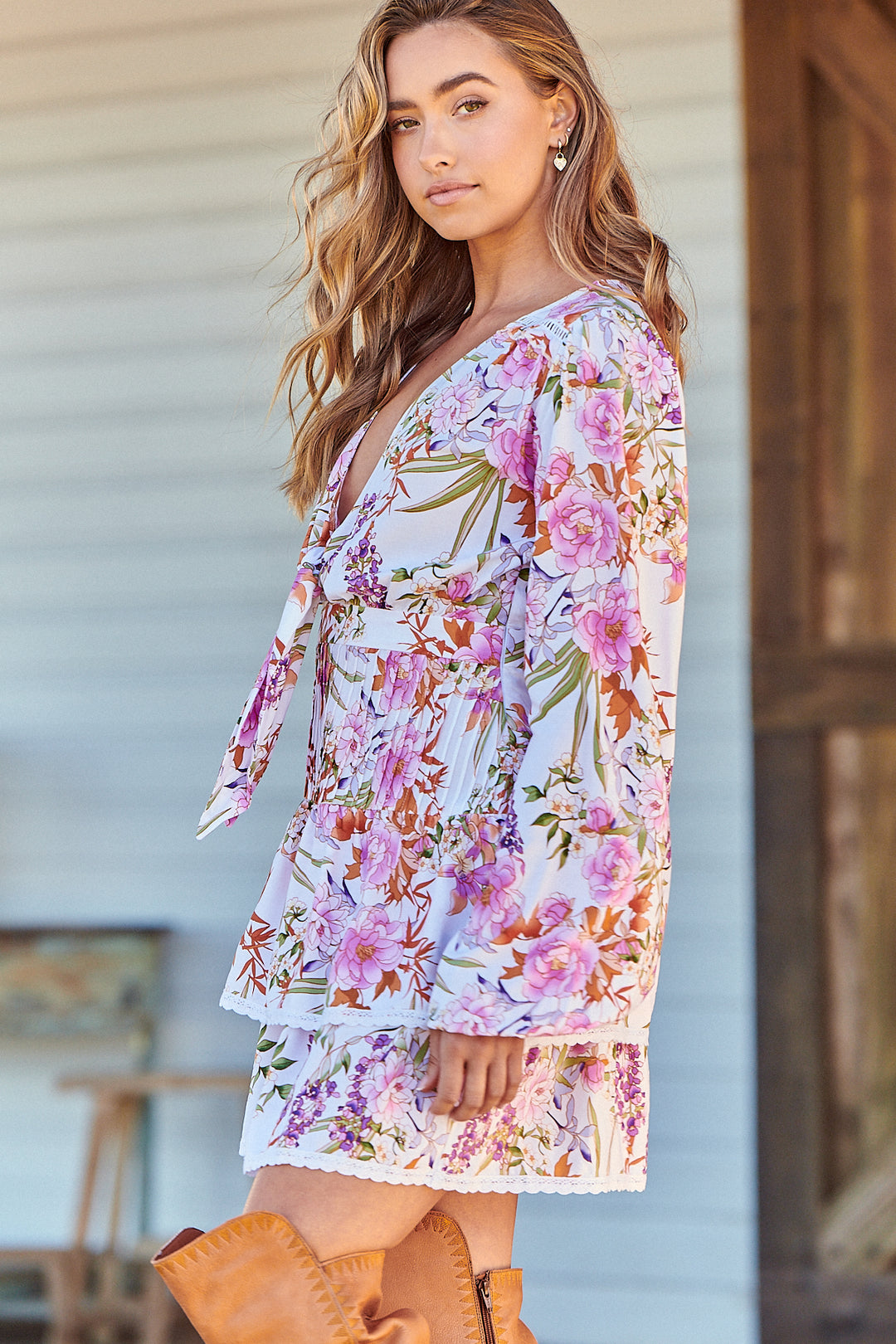White Acadia Print North Mini Dress
