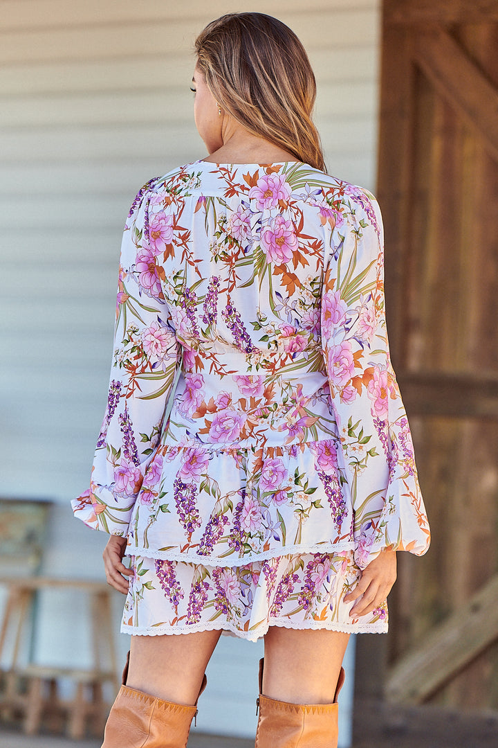 White Acadia Print North Mini Dress