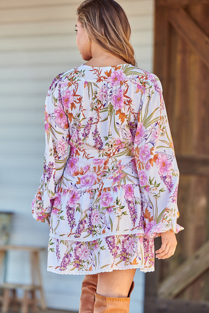 White Acadia Print North Mini Dress