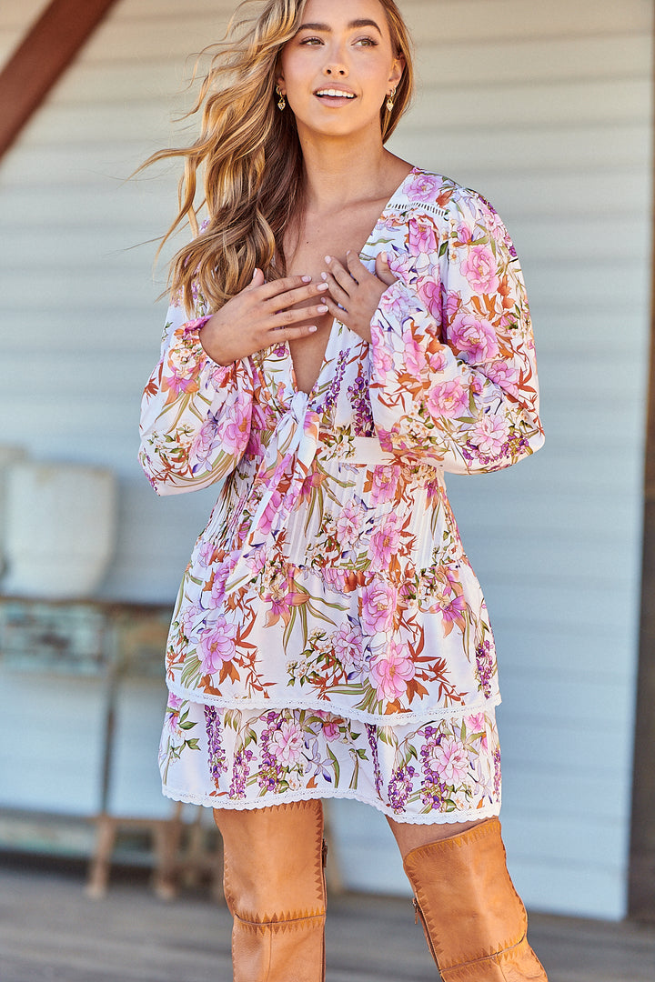 White Acadia Print North Mini Dress