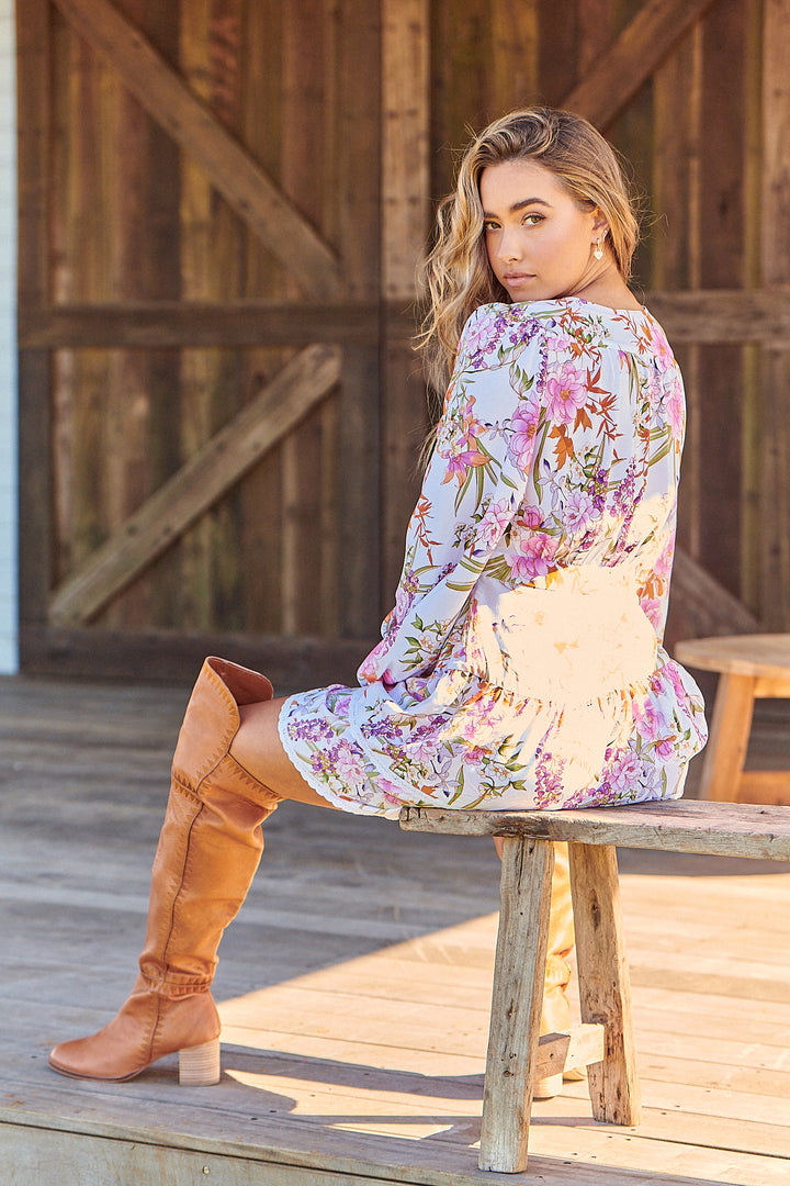 White Acadia Print North Mini Dress