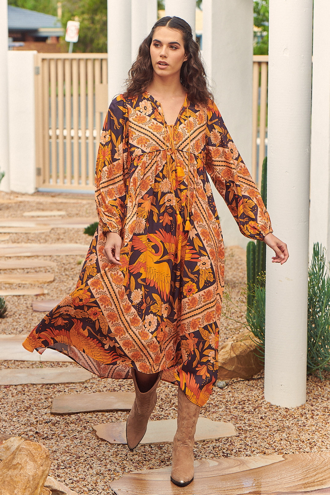 Lantana Print Penny Midi Dress