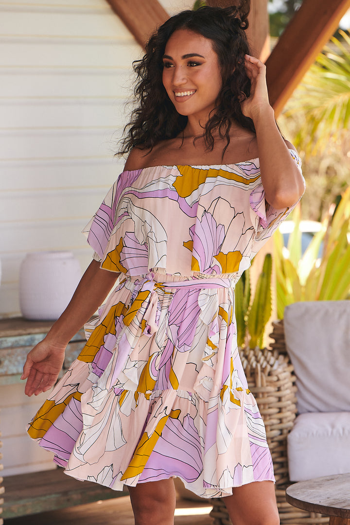 Lavender Swirl Print Georgie Mini Dress