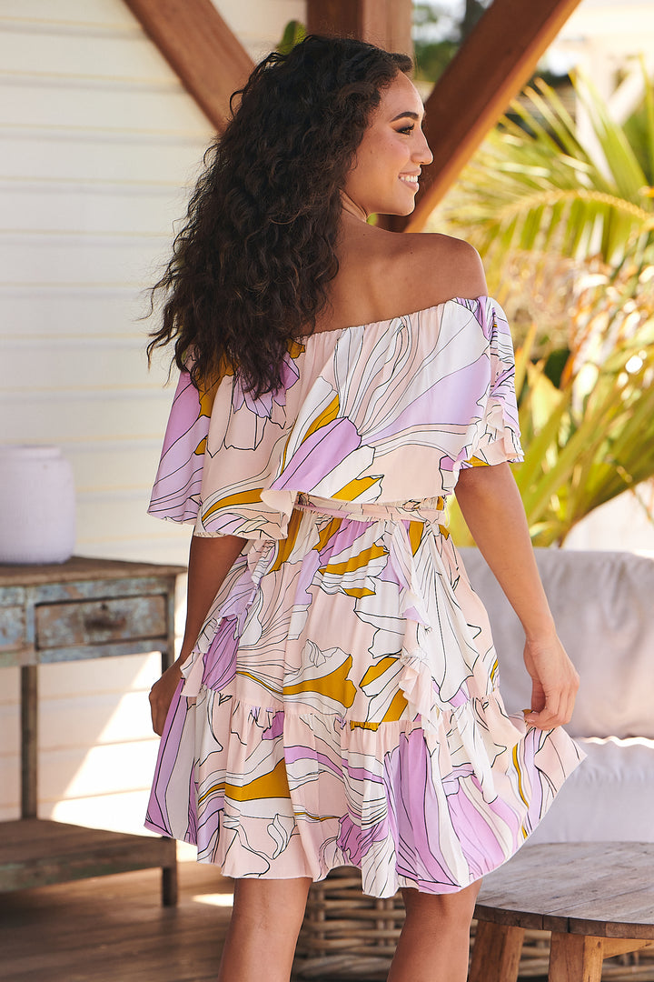 Lavender Swirl Print Georgie Mini Dress