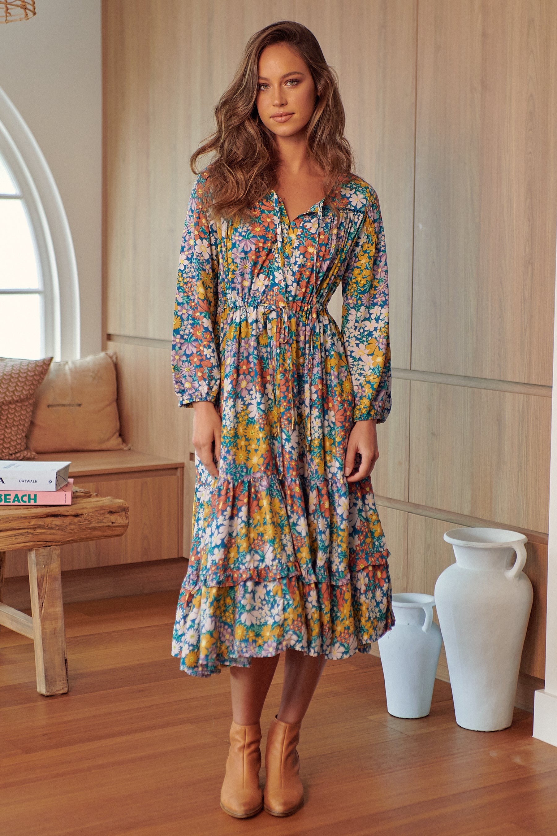 Jaase Daizee Print Olly Midi Dress - Lilac and Mila