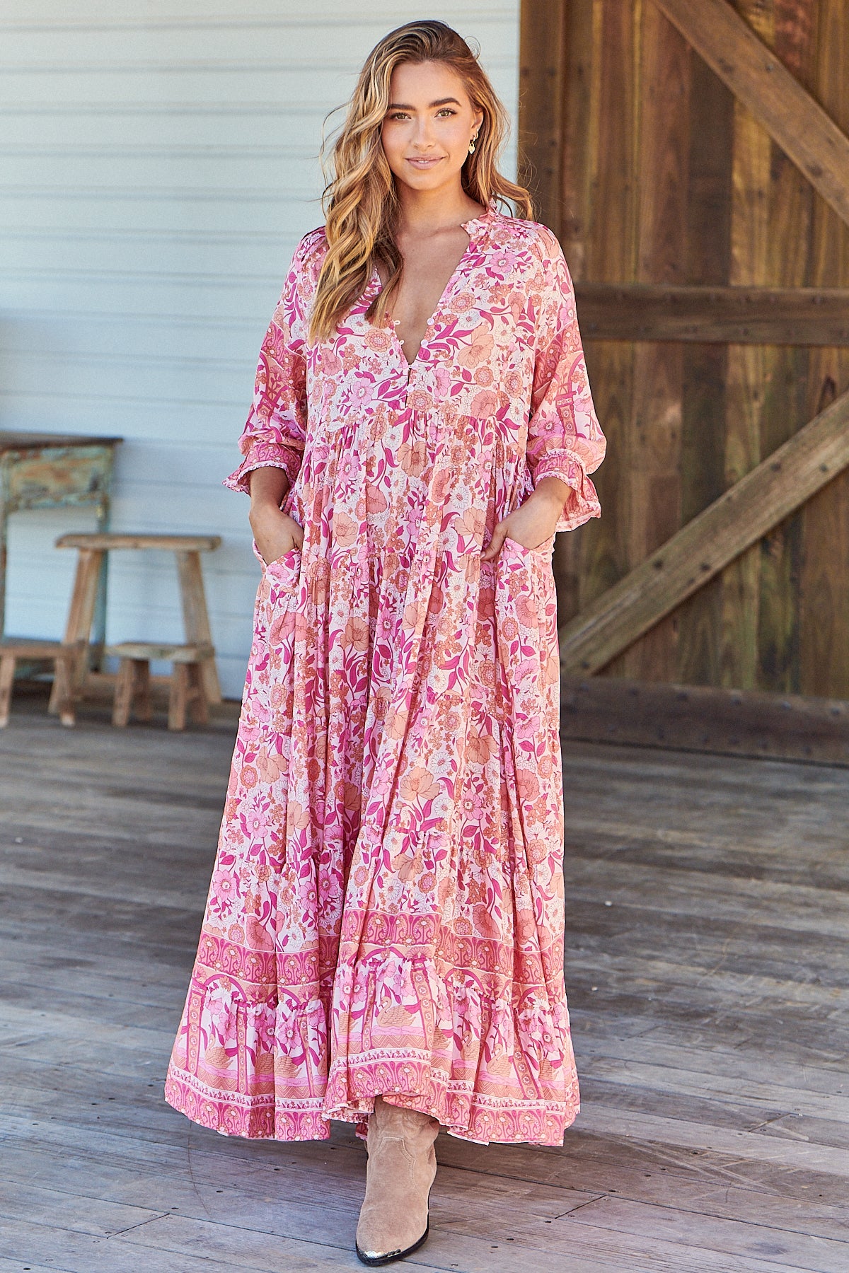 Jaase Leena Print Tillie Maxi Dress – Lilac and Mila