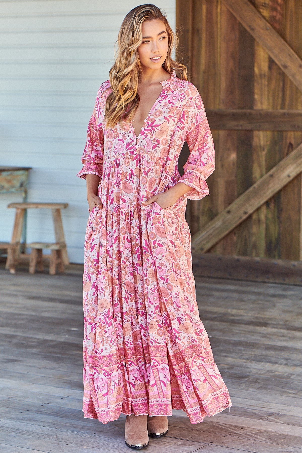 Jaase Leena Print Tillie Maxi Dress – Lilac and Mila