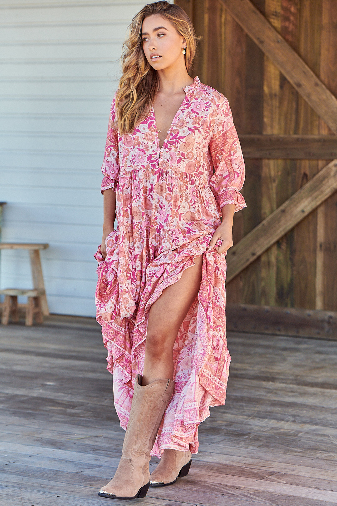 Jaase Leena Print Tillie Maxi Dress – Lilac and Mila