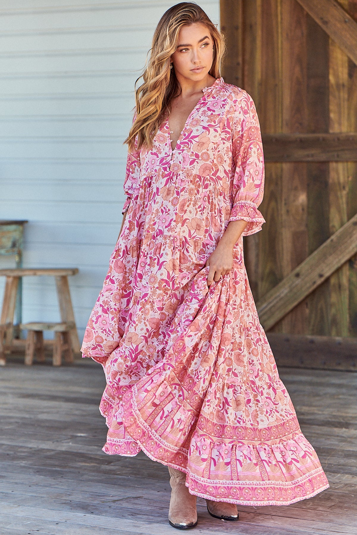 Jaase Leena Print Tillie Maxi Dress – Lilac and Mila