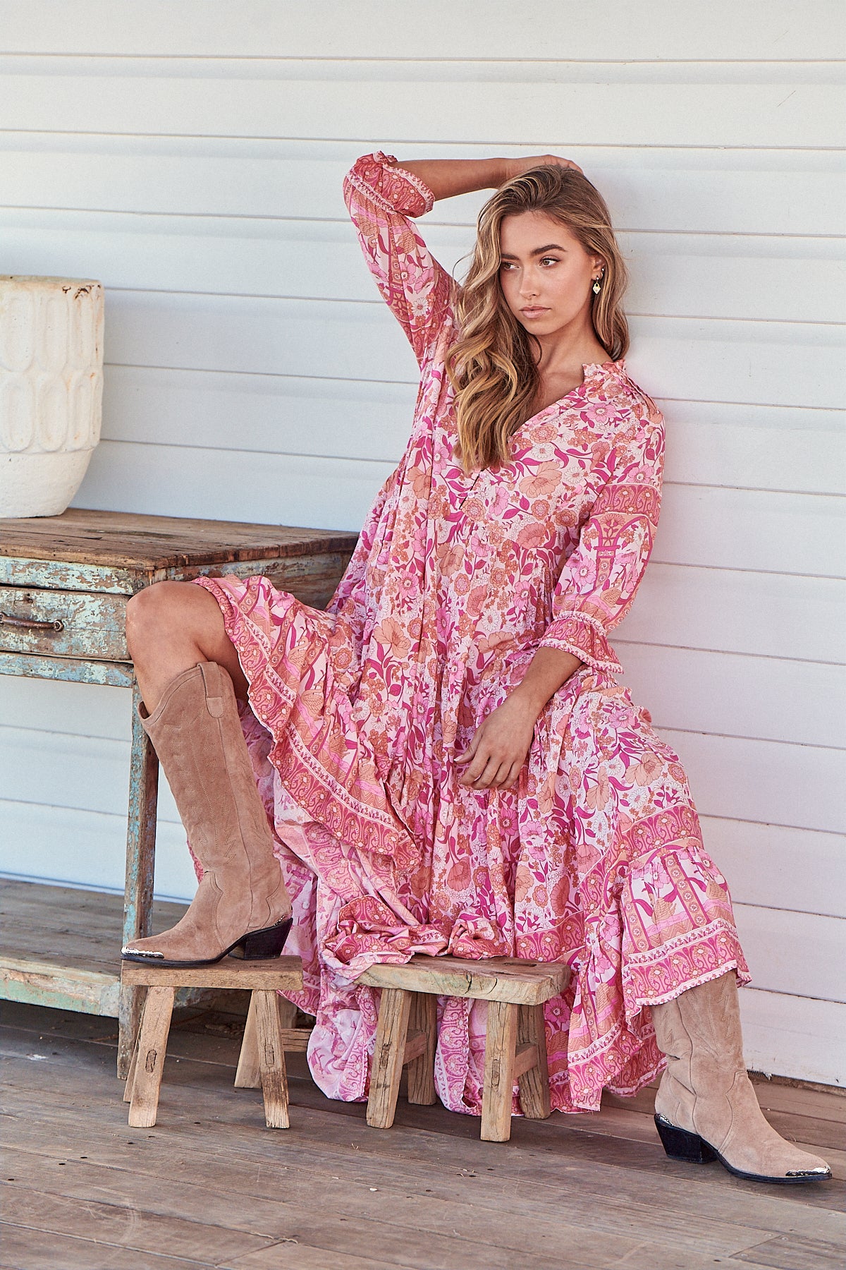 Jaase Leena Print Tillie Maxi Dress – Lilac and Mila