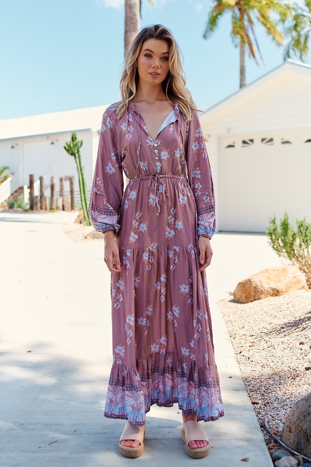 Chocolate Paper Crane Print Frankie Maxi Dress