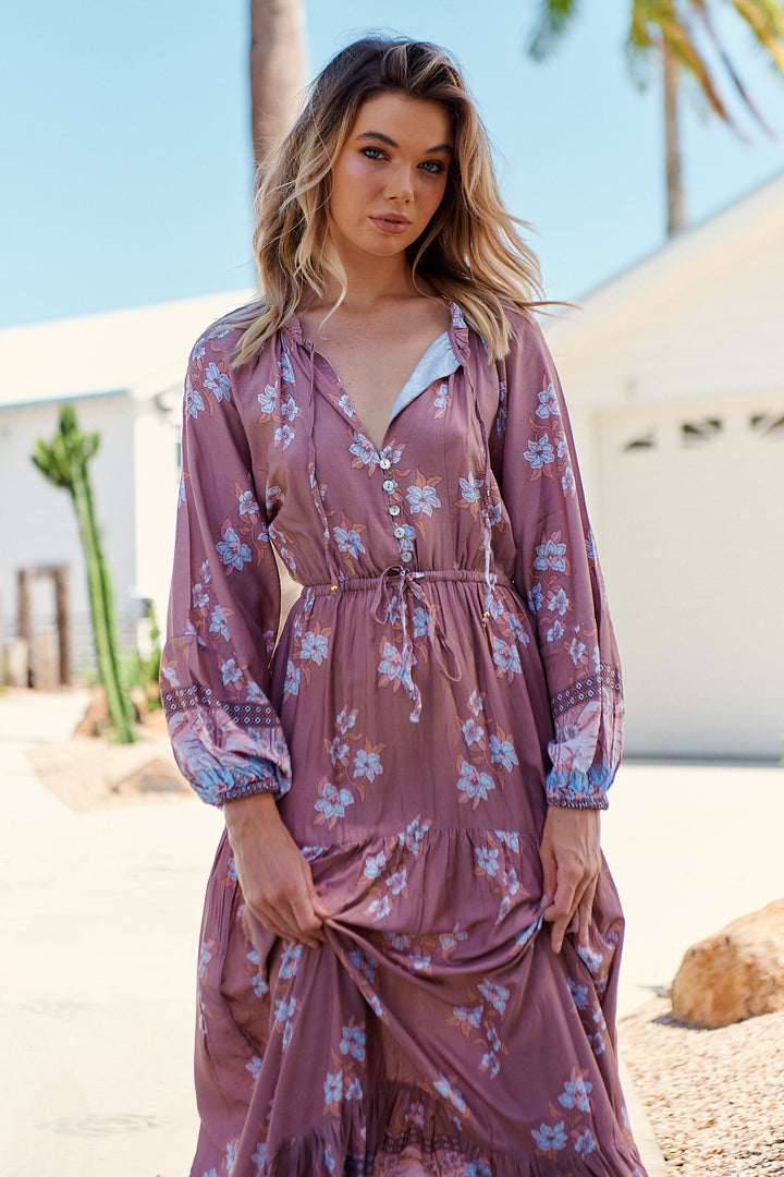 Chocolate Paper Crane Print Frankie Maxi Dress