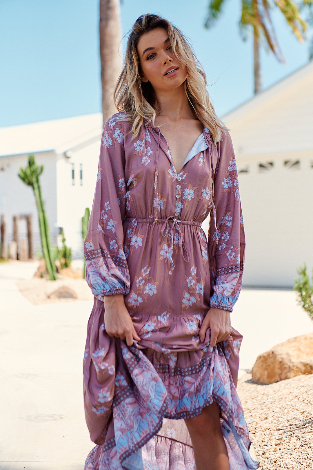 Chocolate Paper Crane Print Frankie Maxi Dress