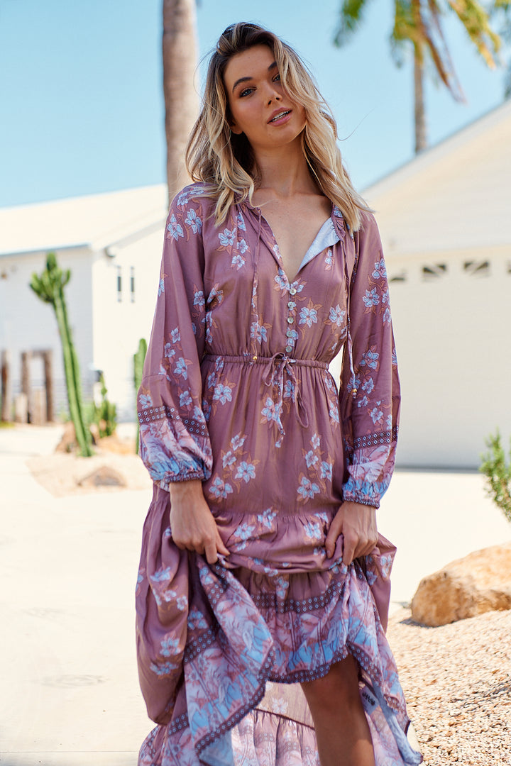 Chocolate Paper Crane Print Frankie Maxi Dress