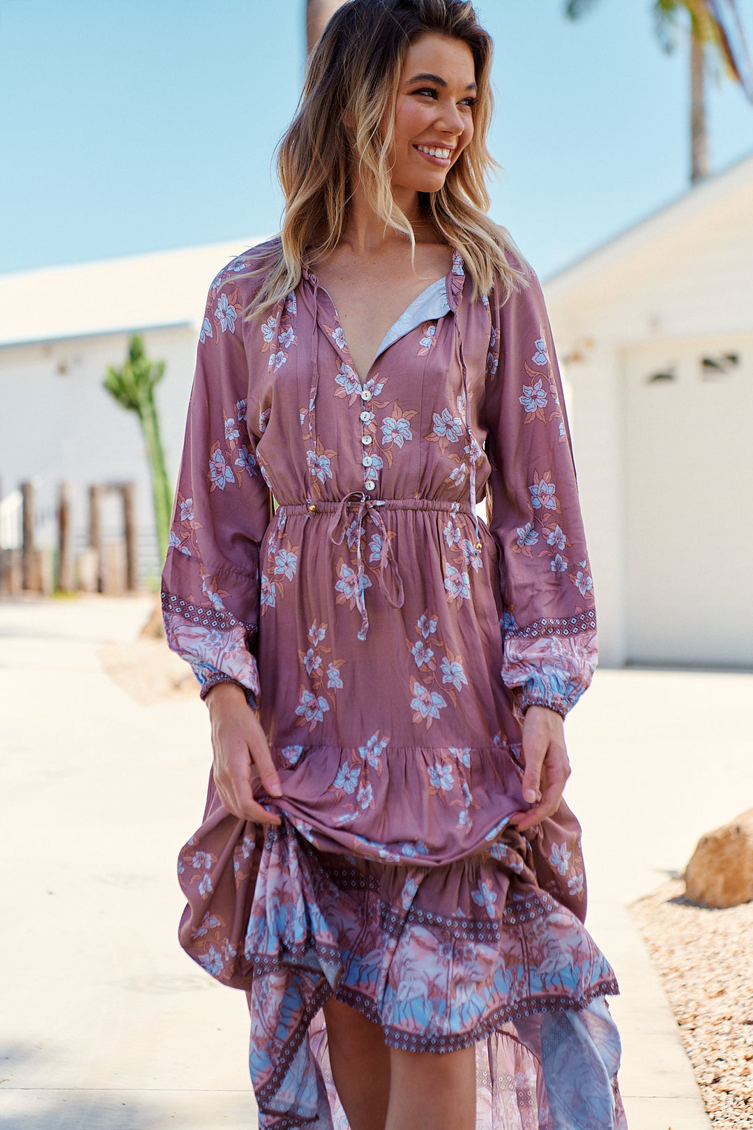 Chocolate Paper Crane Print Frankie Maxi Dress