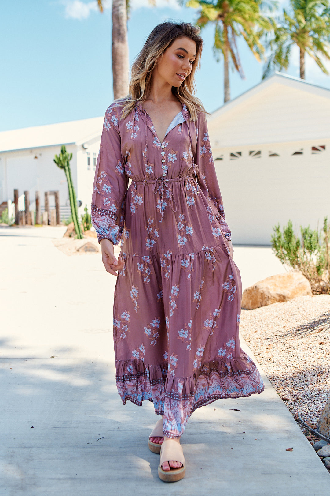 Chocolate Paper Crane Print Frankie Maxi Dress
