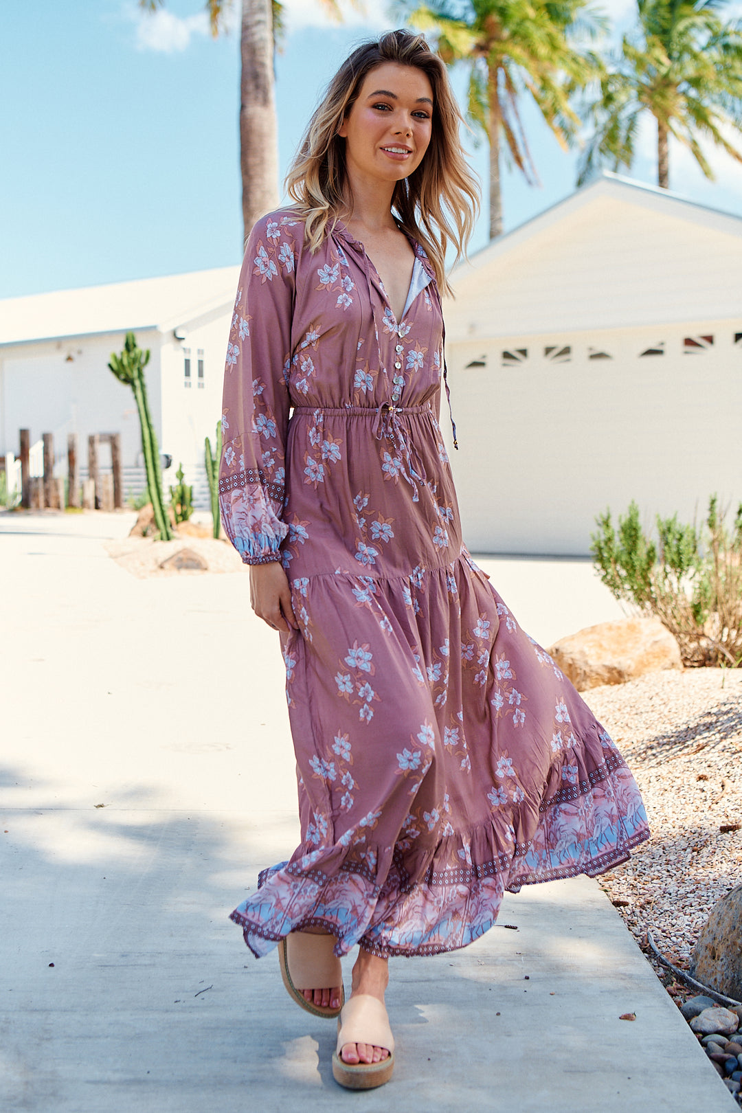 Chocolate Paper Crane Print Frankie Maxi Dress