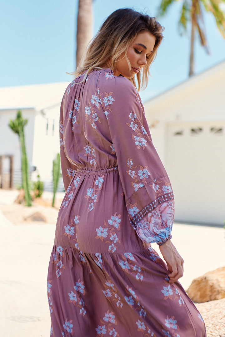 Chocolate Paper Crane Print Frankie Maxi Dress