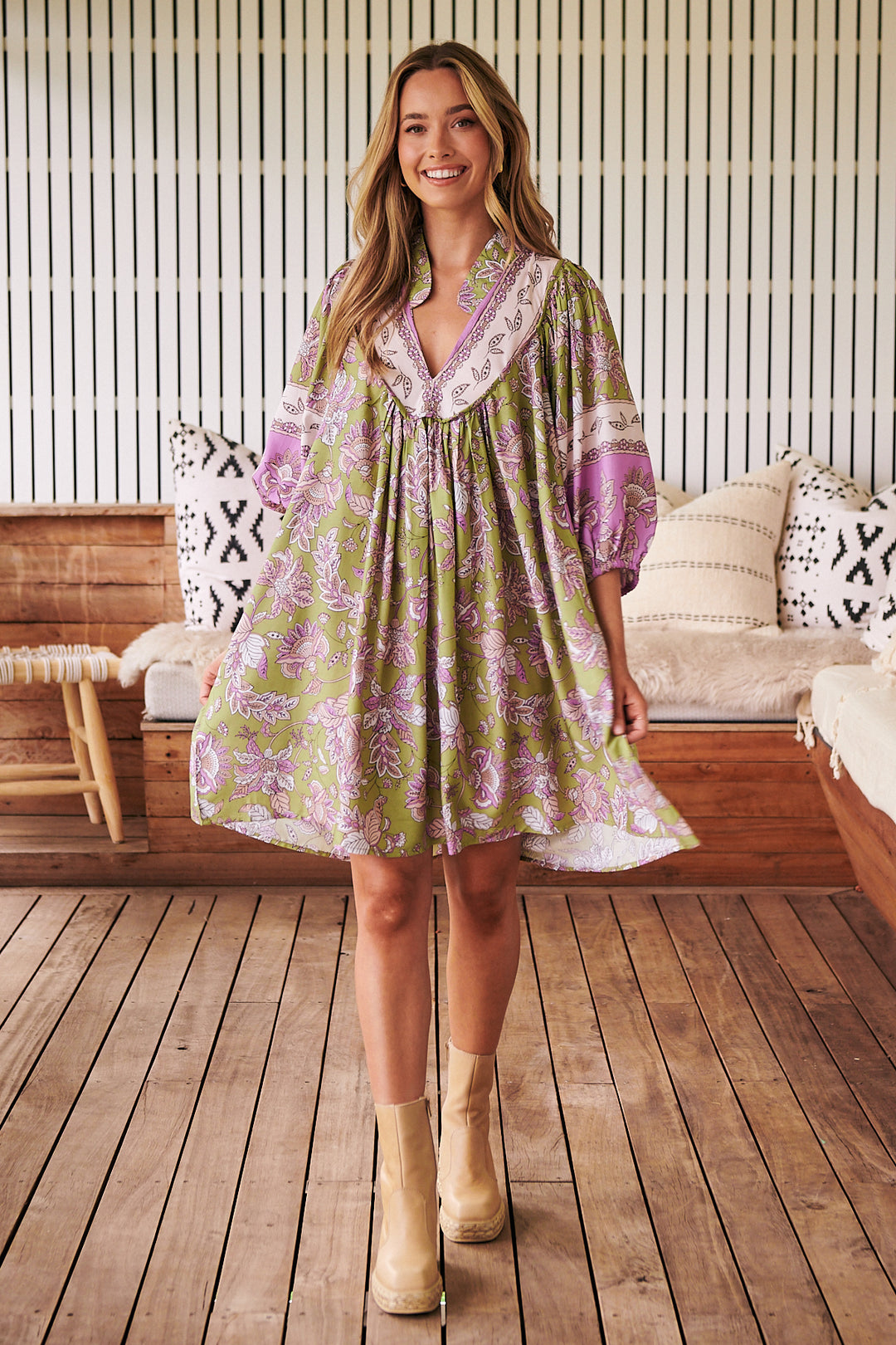 Kaffir Print Boheme Mini Dress