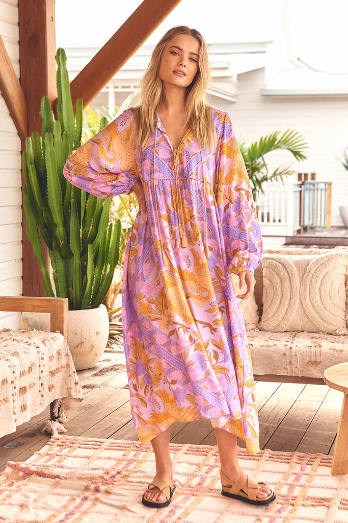 Jaase Lucia Print Penny Midi Dress - Lilac and Mila