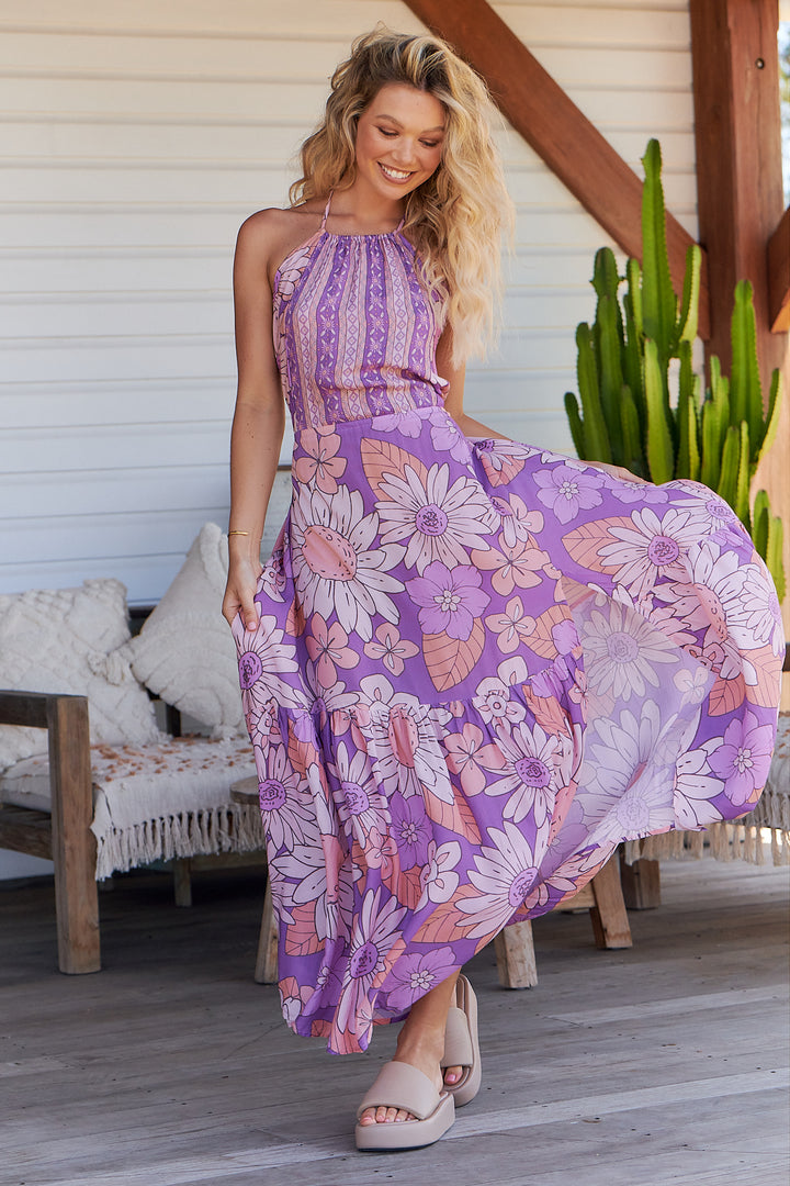 Purple Rain Print Wynnie Maxi Dress