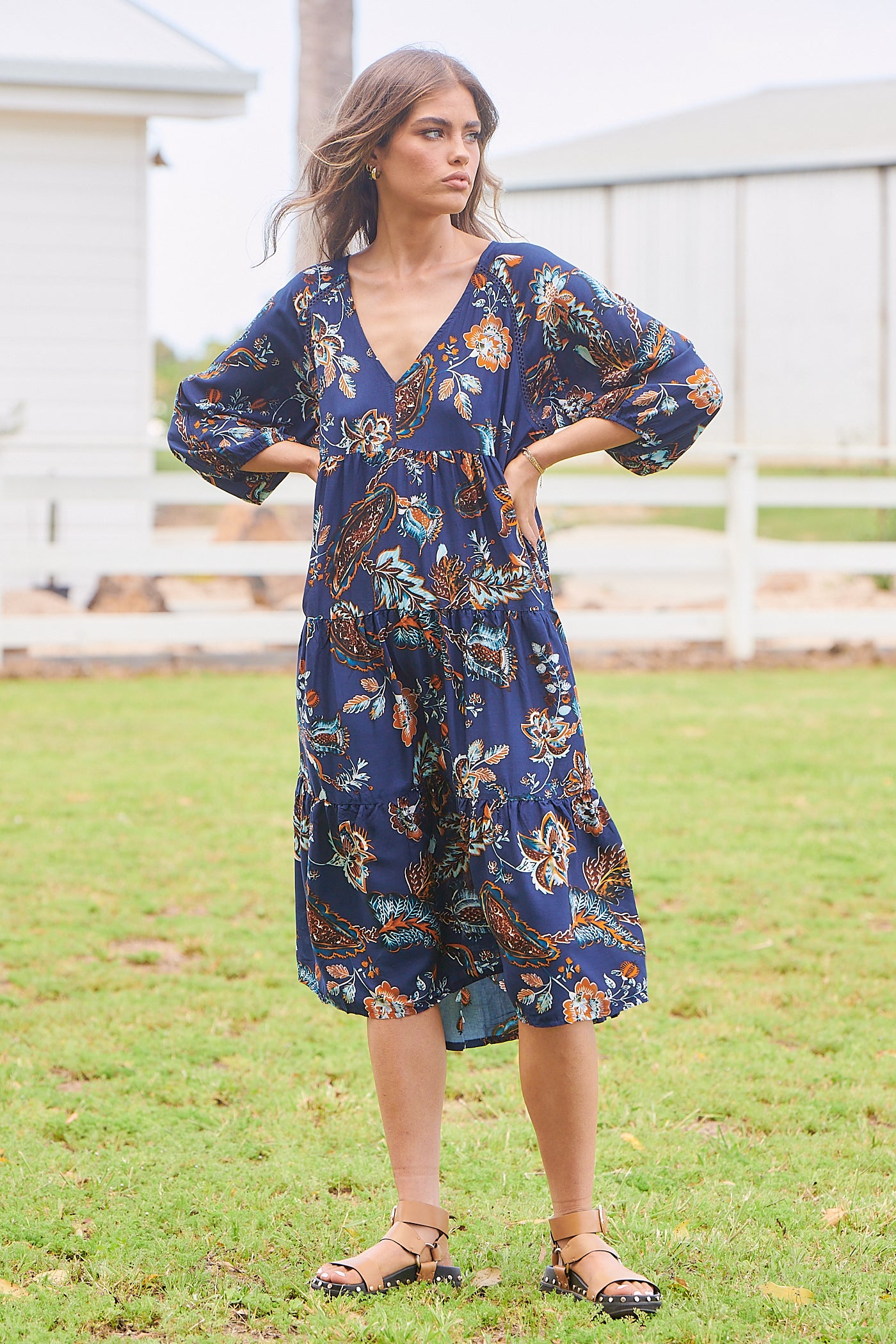 Jaase Mirimar Print Harris Midi – Lilac and Mila