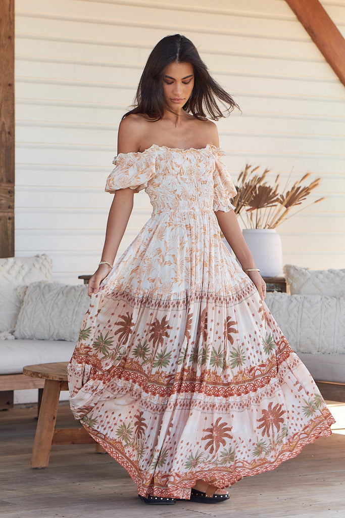 Yasmina Print Claudette Maxi Dress Lilac and Mila