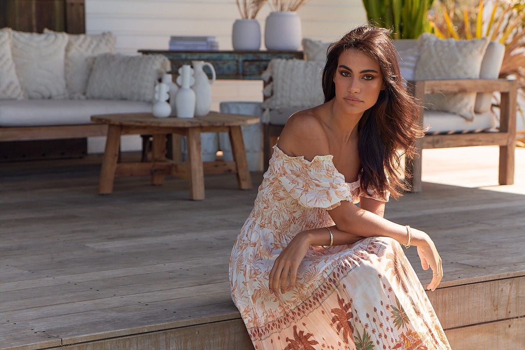 Yasmina Print Claudette Maxi Dress