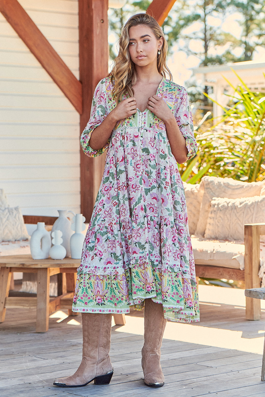 Sakura Print Monday Midi Dress