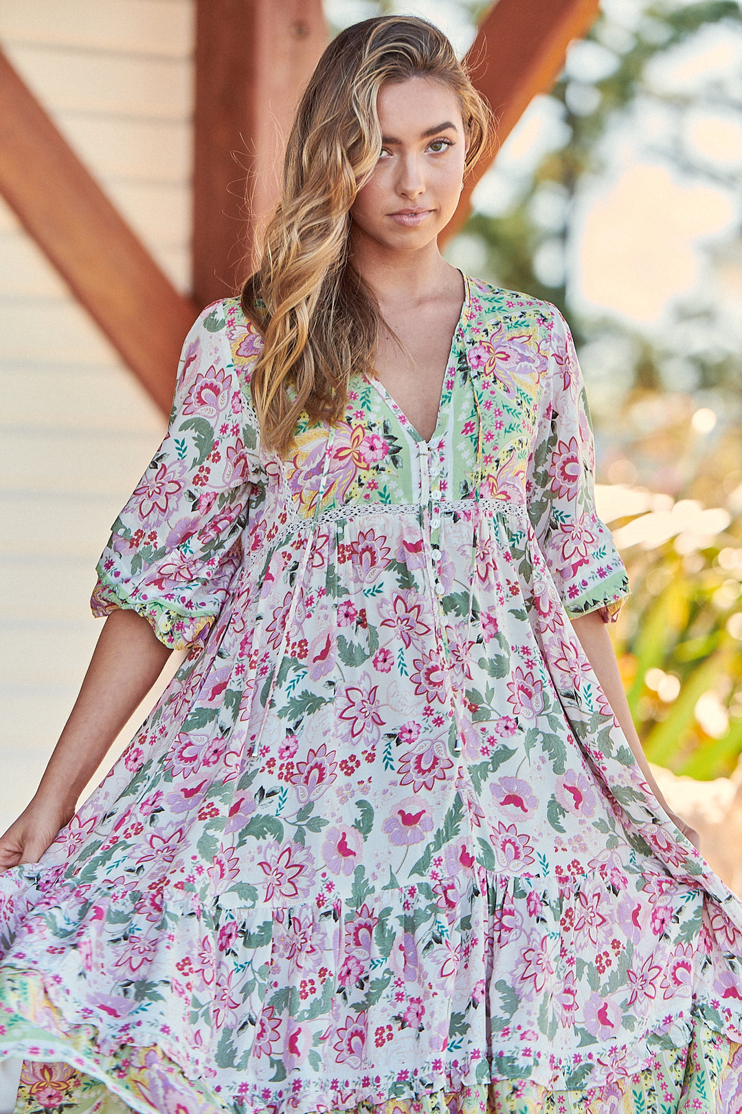 Sakura Print Monday Midi Dress