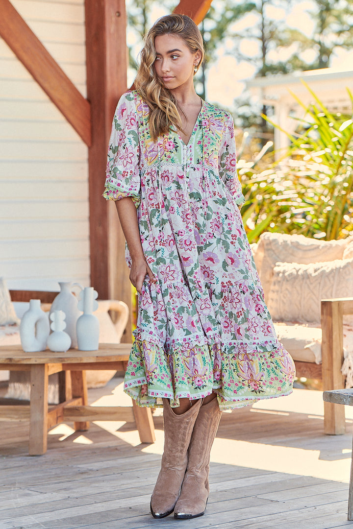 Sakura Print Monday Midi Dress