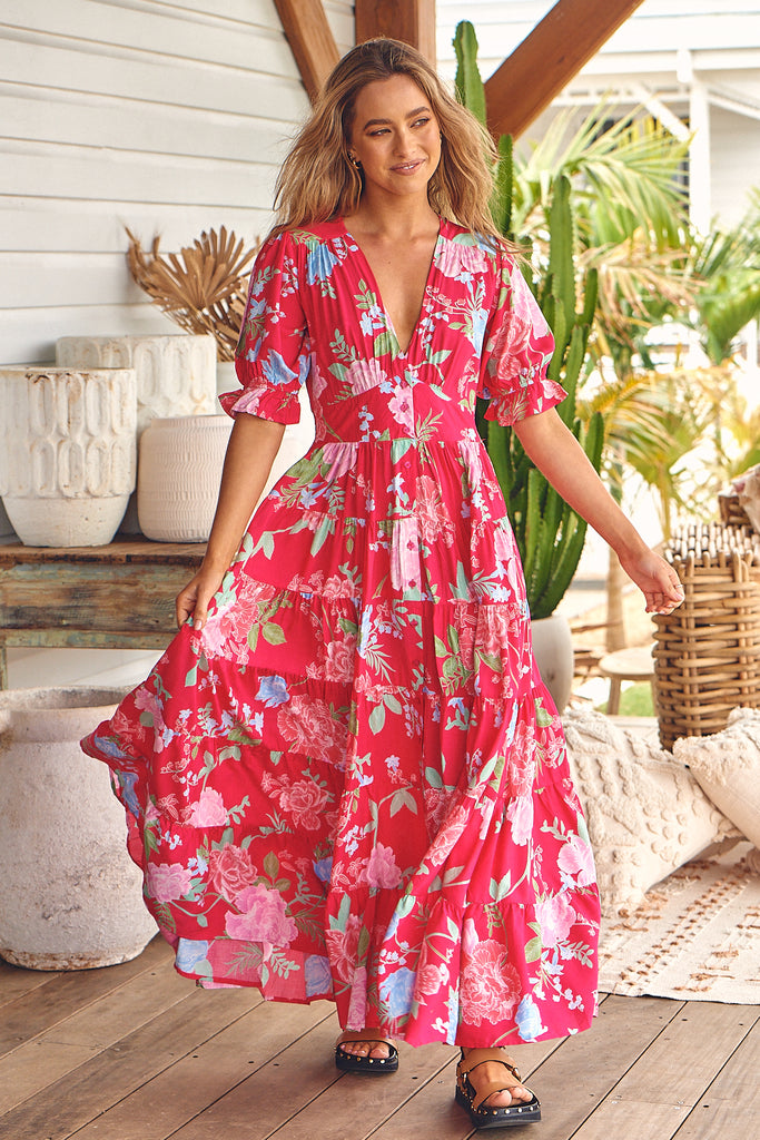Cerise Print Annabel Maxi Lilac and Mila
