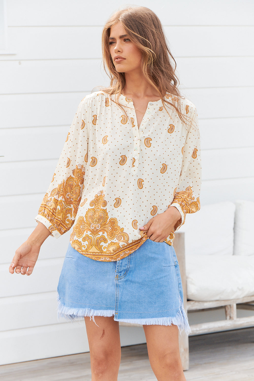 Sundown Print Rylee Blouse - Close up